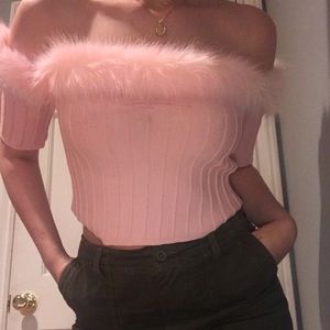 For love & lemons pink off the shoulder top!